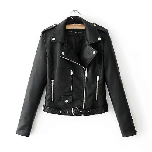 (L, Black) SNQTV-Women Biker Jacket