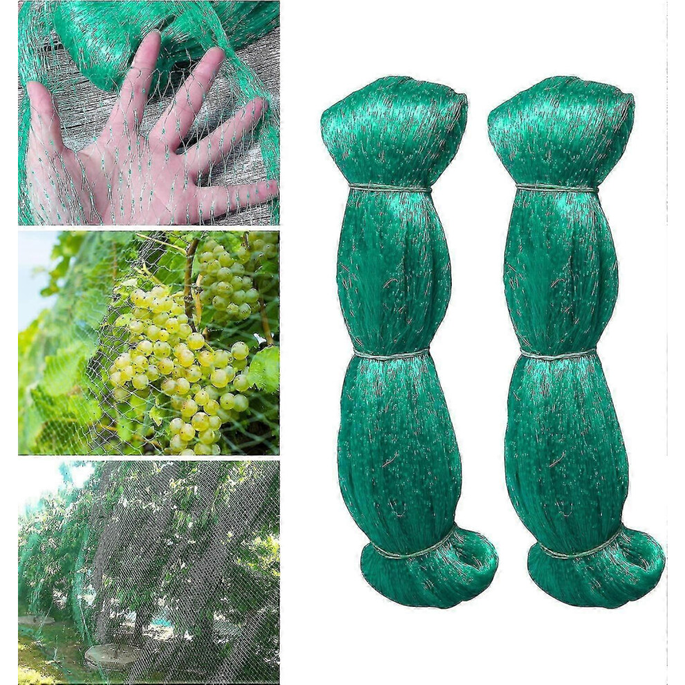 Net for fruit trees, protection against birds and pets, sturdy polyethylene net with mesh (green, 2 pieces)