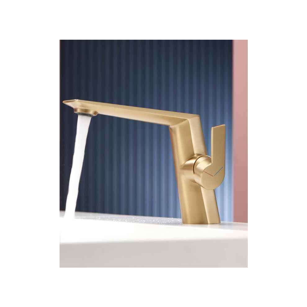 Faucets Hot And Cold Mixer Bathroom Basin Faucet For Countertop Washbasin, Gray Basin Faucet, Brushed Gold Finish 9393856673896