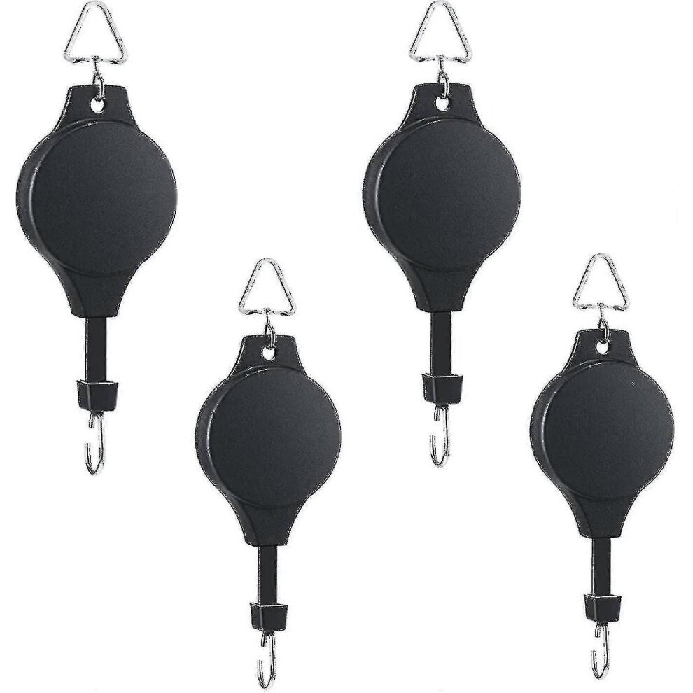 Set of 4 retractable plant pulleys, adjustable plant hooks, hanging flower baskets for garden baskets, pots and bird feeders, available in different
