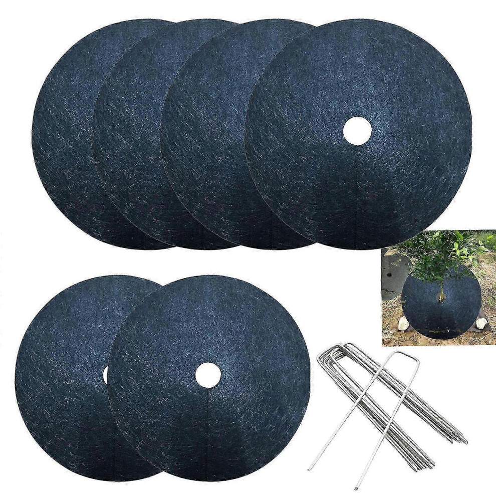 Pack of 12 non-woven mulch rings for trees, weed control mats, biodegradable tree mulch used to inhibit weed growth and control weeds