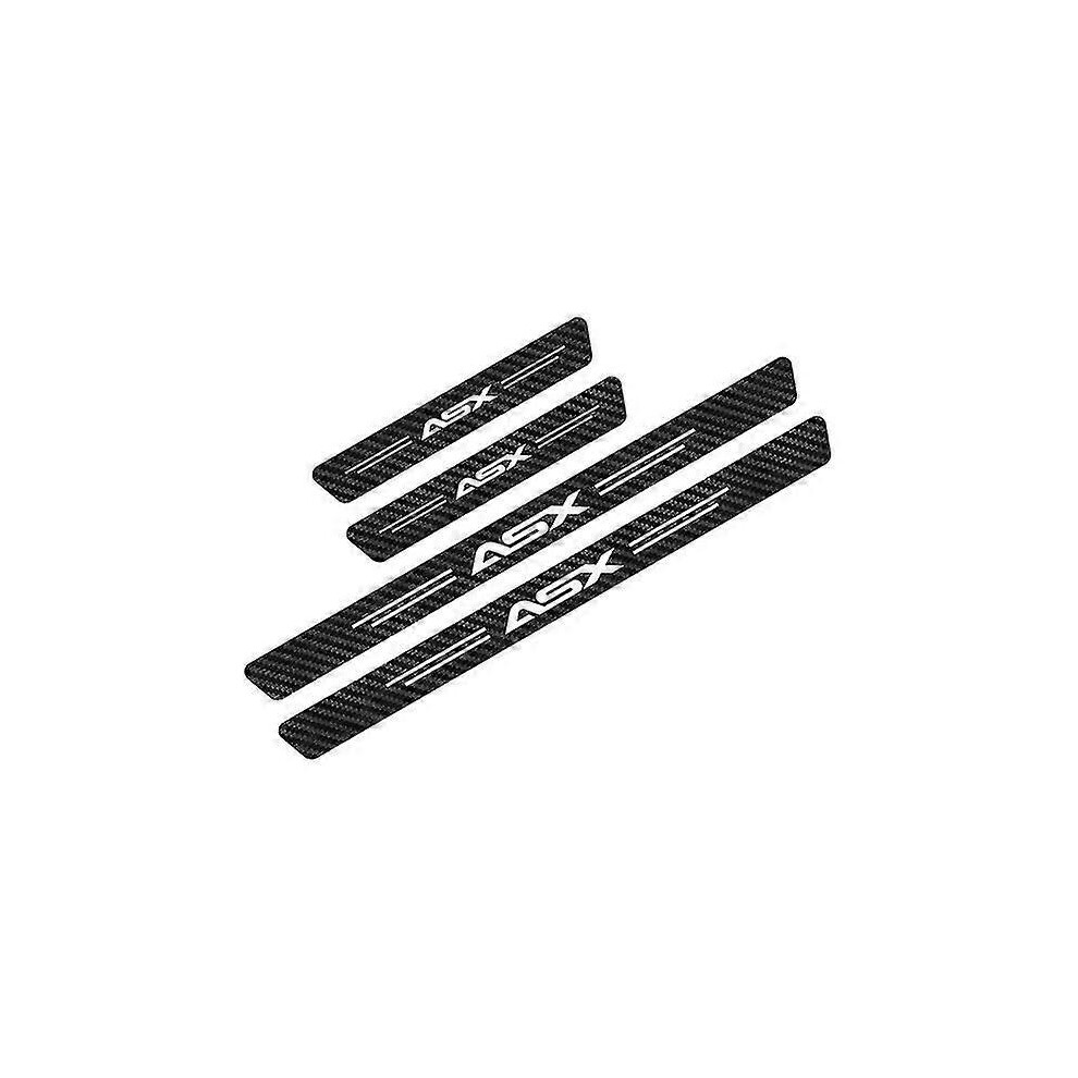 ( For Lancer) For Mitsubishi Lancer Ex Outlander Asx Ralliart 4Pcs Car Styling Door Sill Threshold Stickers Decals Car Protector Accessories Black/Red 4612192128941