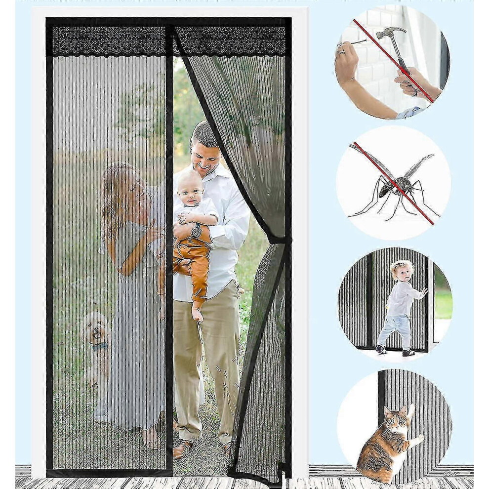 Magnetic mosquito net for balcony doors - Scratch-resistant insect protection - 100 x 220 cm - No-drill fly screen for patio doors - Mosquito protecti