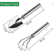 2-piece gardening tool set, stainless steel handle, hand garden tools, miniature gardening rake, shovel for seedlings, bonsai, succulents, herbs,