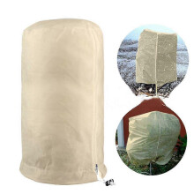 Protective plant covers (60 x 80 cm) with drawstring for winter protection of trees and plants - Beige non-woven fabric