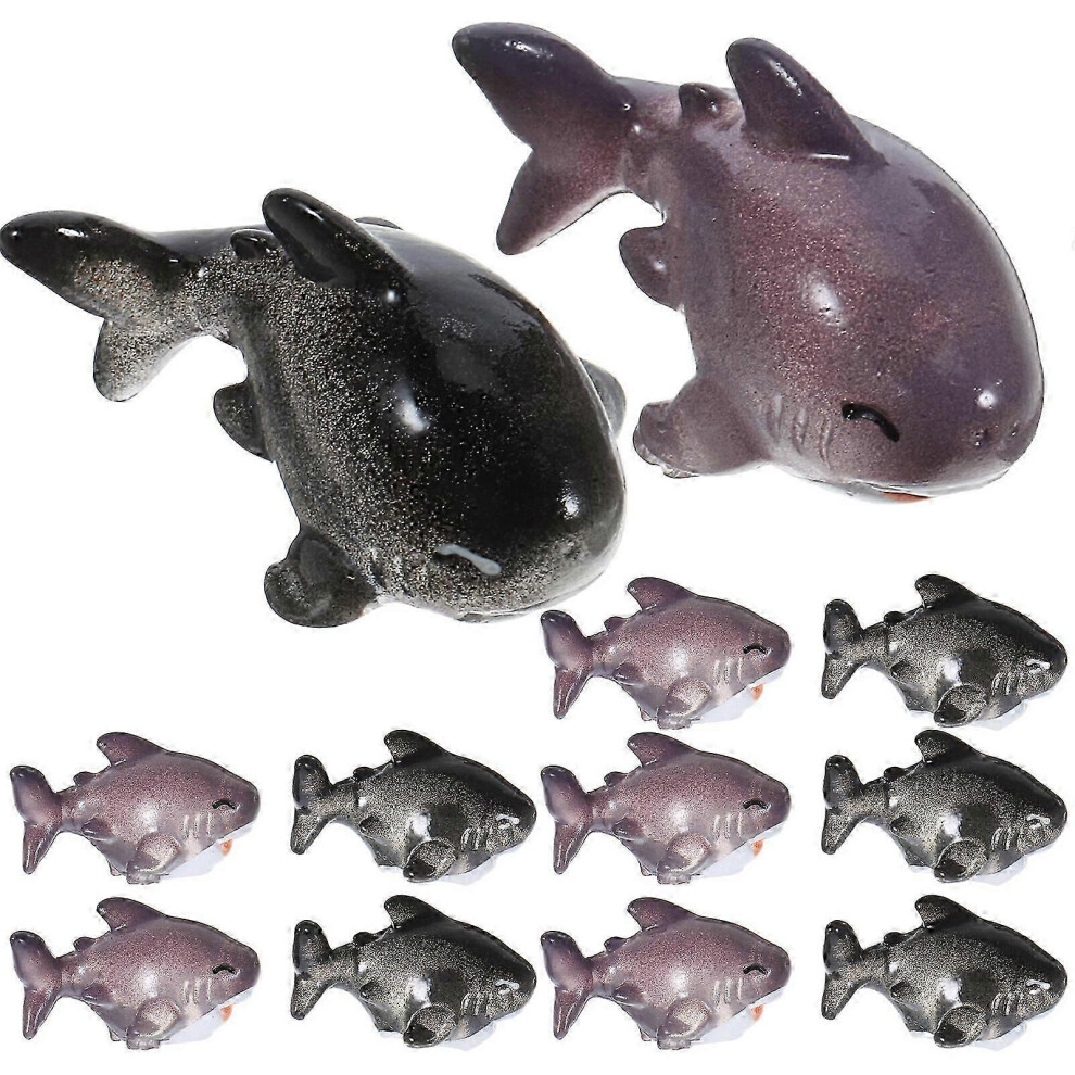 Set of 12 mini shark figurines, micro-landscapes, shark statues, shark bonsai decorations