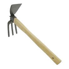 Double-headed garden hoes and weeding tools - Combination gardening tools with stainless steel blade head and forks