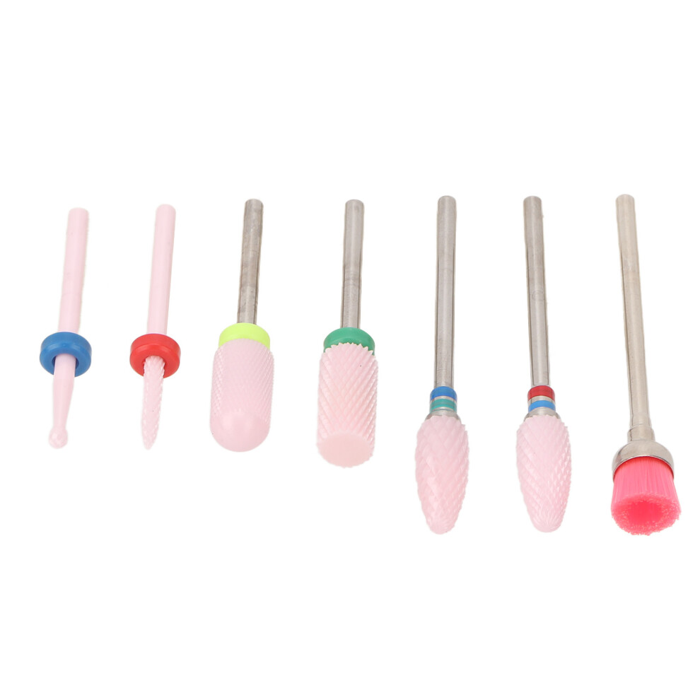7pcs Stainless Steel Nail Art Drill Bits for Home Salon Grinding