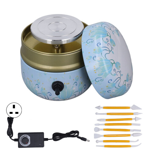 Mini Stepless Speed Pottery Wheel Machine Light Blue 30W for DIY Ceramic 1