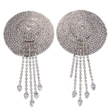 (As show, One size) Women Glittering Nipple Stickers with Rhinestones Tassels Body Chain for Festivals Party Tassels Nipple Covers Pastiesl