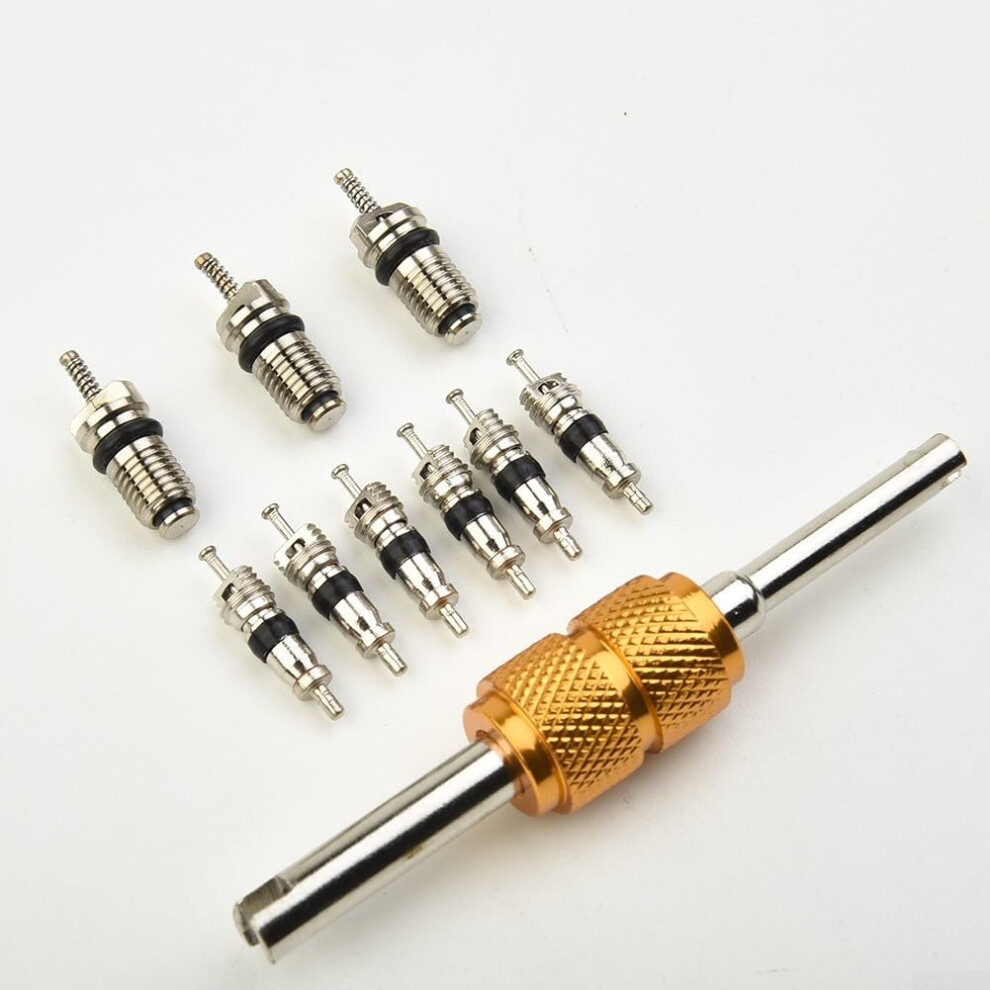 Ac Valve Core Kit 9-Piece With Removal Tool For Automotive Air Conditioning Service, R134a Compatible 9084446656732