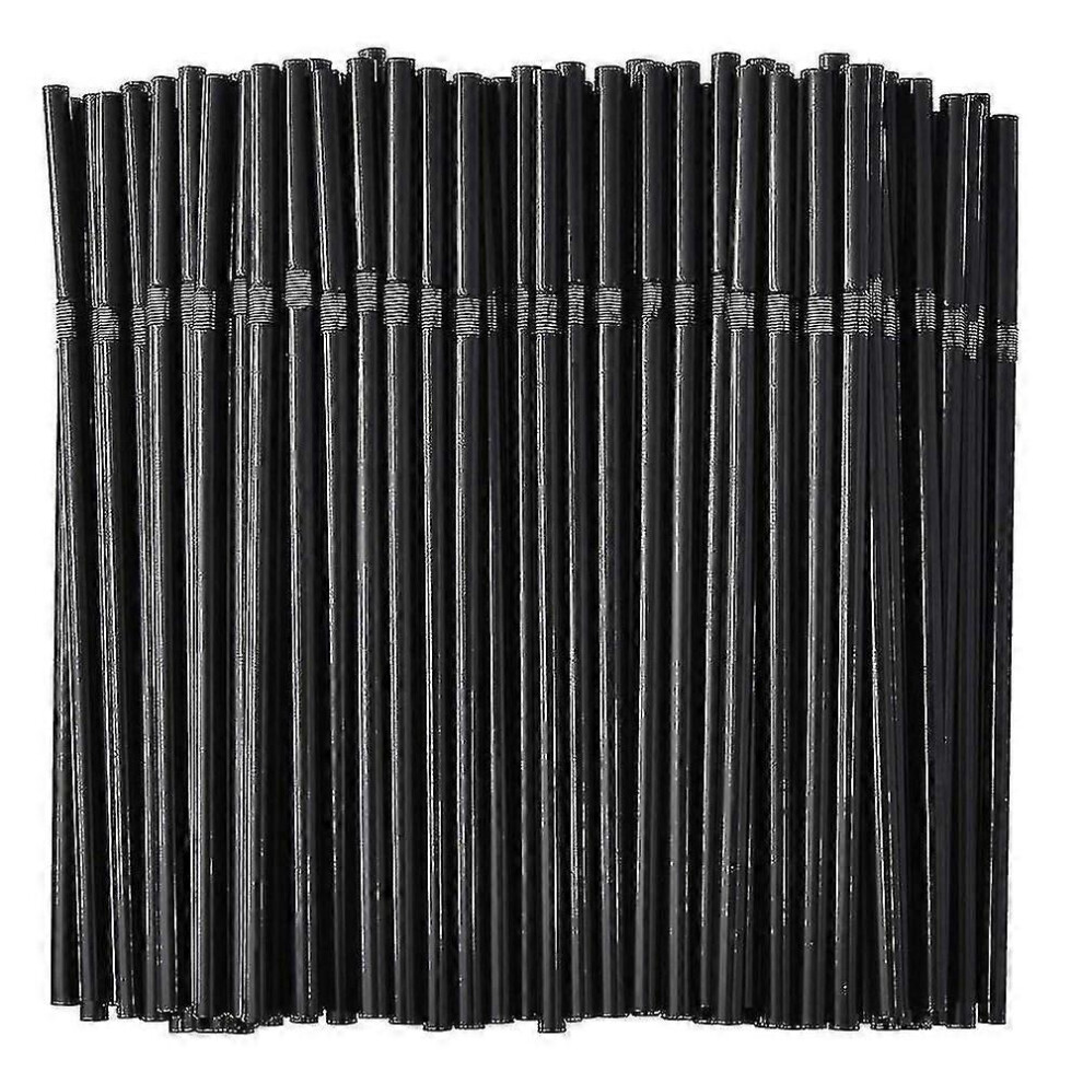 （100 Sticks） 500/200/100 Disposable Plastic Flexible Drinking Straws Black