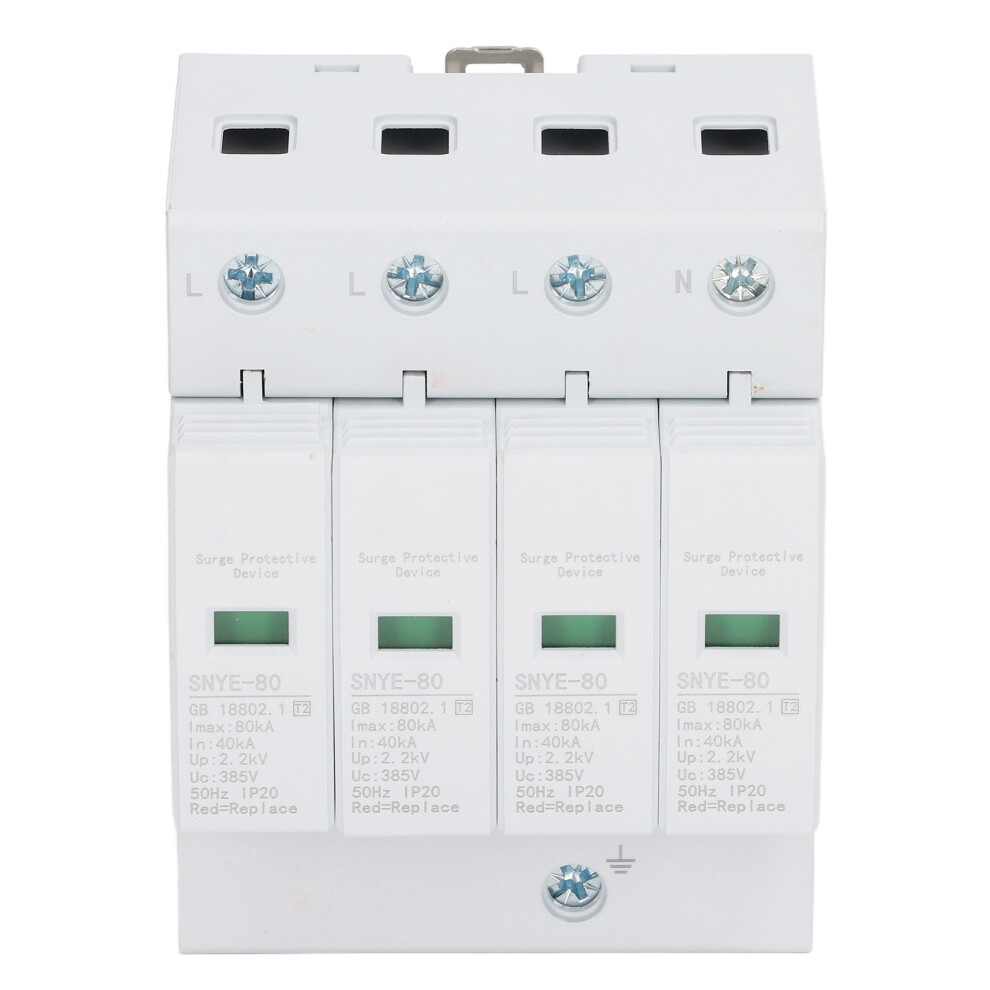 80Ka Surge Protector 4P House Voltage Surge Arrester With Fault Indicator 385V 7901356294347