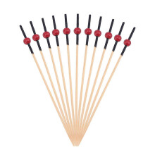 100pcs 12cm Cocktail Picks Creative Handmade Round Beads Fruit Toothpicks Party Supplies (Black Stick, Red Bead)