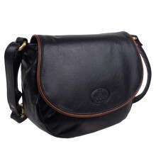 (Black/Tan) Rowallan of Scotland Ladies Leather Saddle/Shoulder Bag - Savona Collection