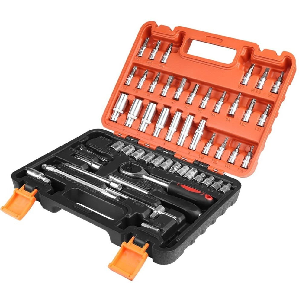 Wrench Tools Set 53-Piece Ratcheting Wrench Kit Socket Set Car Repair Tool Kit With Ratchet Torque Wrench Combo 9084446657197