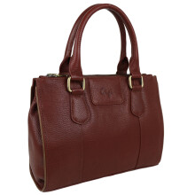 (Burgundy) Ladies Soft Natural Leather Medium Grab Handbag by GiGi Giovanna Collection