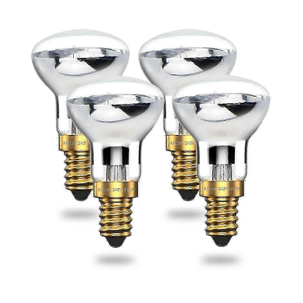 25W E14 R39 Lava Bulb, Warm Reflector, Small Edison Screw Incandescent Bulb (4 Pack) Walkbee P20250110215 Light/White