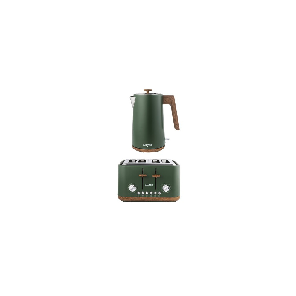 Salter Toaster Kettle Toronto Set 4Slice Toaster 1.7L Rapid Boil Kettle Green