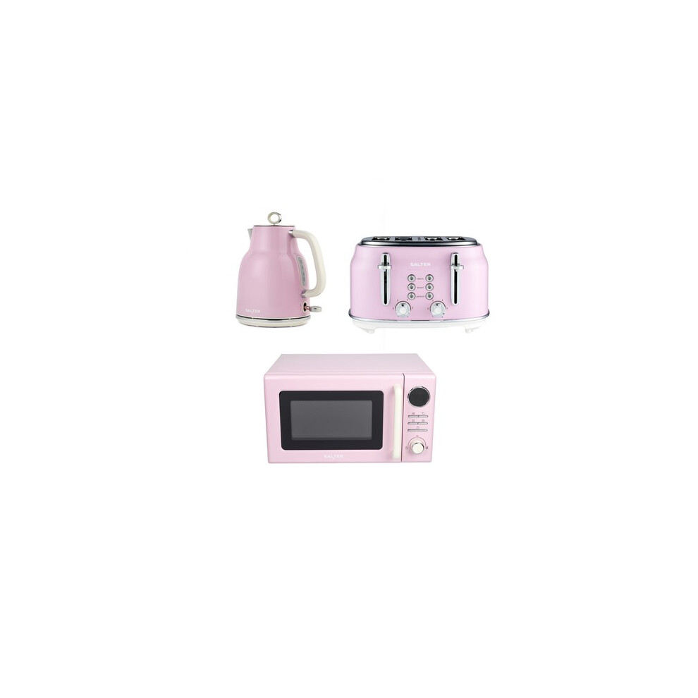 Salter Retro Pink Kettle Toaster Microwave Set â 17L Kettle 4Slice Toaster-image-OPC-PMGWNKP-NEW