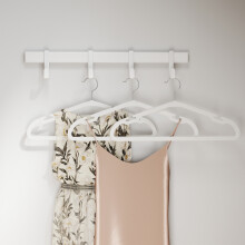Coat Hangers, Pack of 50, Heavy-Duty Plastic Hangers, with Wide Shoulder Notches, Trousers Bar, 360 Swivel Hook, Space-Saving