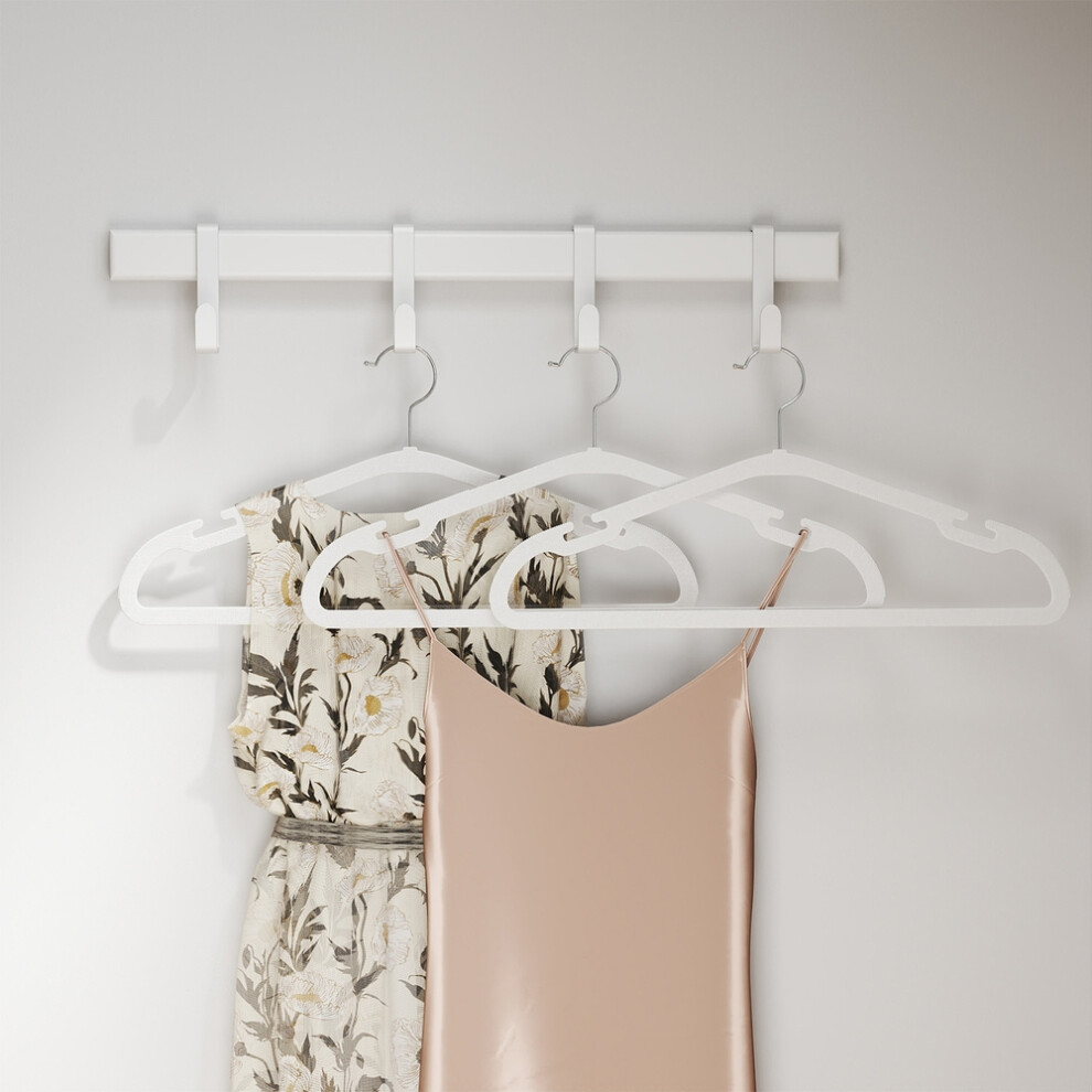 Songmics Coat Hangers, Pack Of 50, Heavy-Duty Plastic Hangers, With Wide Shoulder Notches, Trousers Bar, 360 Swivel Hook, Space-Saving