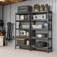 5-Tier Shelving Unit, Set of 2 Storage Shelves, for Garage, Boltless Assembly, Adjustable Shelves, 30 x 75 x 150 cm, Load 875 kg