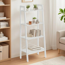 Ladder Shelf, 4-Tier Bookshelf, Bookcase, for Living Room, Bedroom, Kitchen, Home Office, Industrial Style, Steel Frame, Maple White and Pearl White