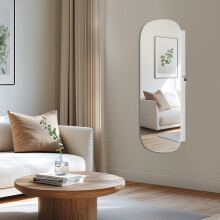 Mirror with Storage, LED Mirror Jewellery Cabinet Wall/Door Mounted, Lockable Rounded Wide Mirror Cabinet