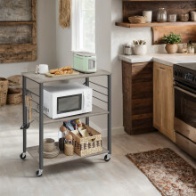 Side Table, Bedside Table, End Table with 3 Storage Shelves, Fabric Basket, for Bedroom, Living Room, Steel Frame, 30 x 34 x 58 cm