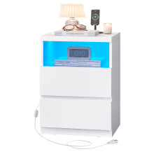 KAILYN Collection - Nightstand with Adjustable LED Light, Bedside Table with Drawers, Side Table, for Bedroom, Living Room