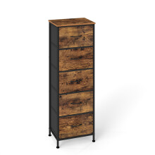 Chest of Drawers, 5 Fabric Drawers Storage Unit, Steel, MDF, Non-Woven Fabric, for Bedroom, Closet, Hallway, Living Room