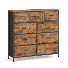 Chest of Drawers, 9 Storage Drawers Bedroom, Storage Unit, Steel, MDF, Non-Woven Fabric, for Bedroom, Closet, Hallway, Living Room