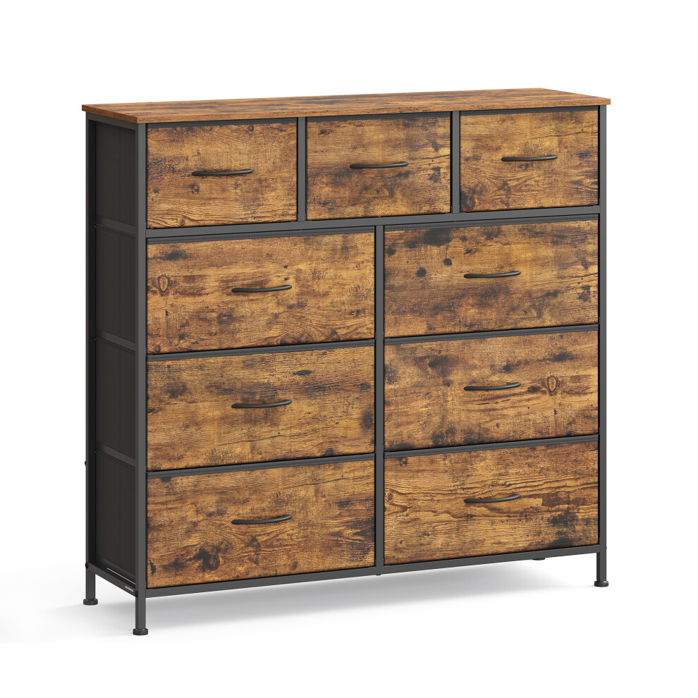 Songmics Chest Of Drawers, 9 Storage Drawers Bedroom, Storage Unit, Steel, Mdf, Non-Woven Fabric, For Bedroom, Closet, Hallway, Living Room