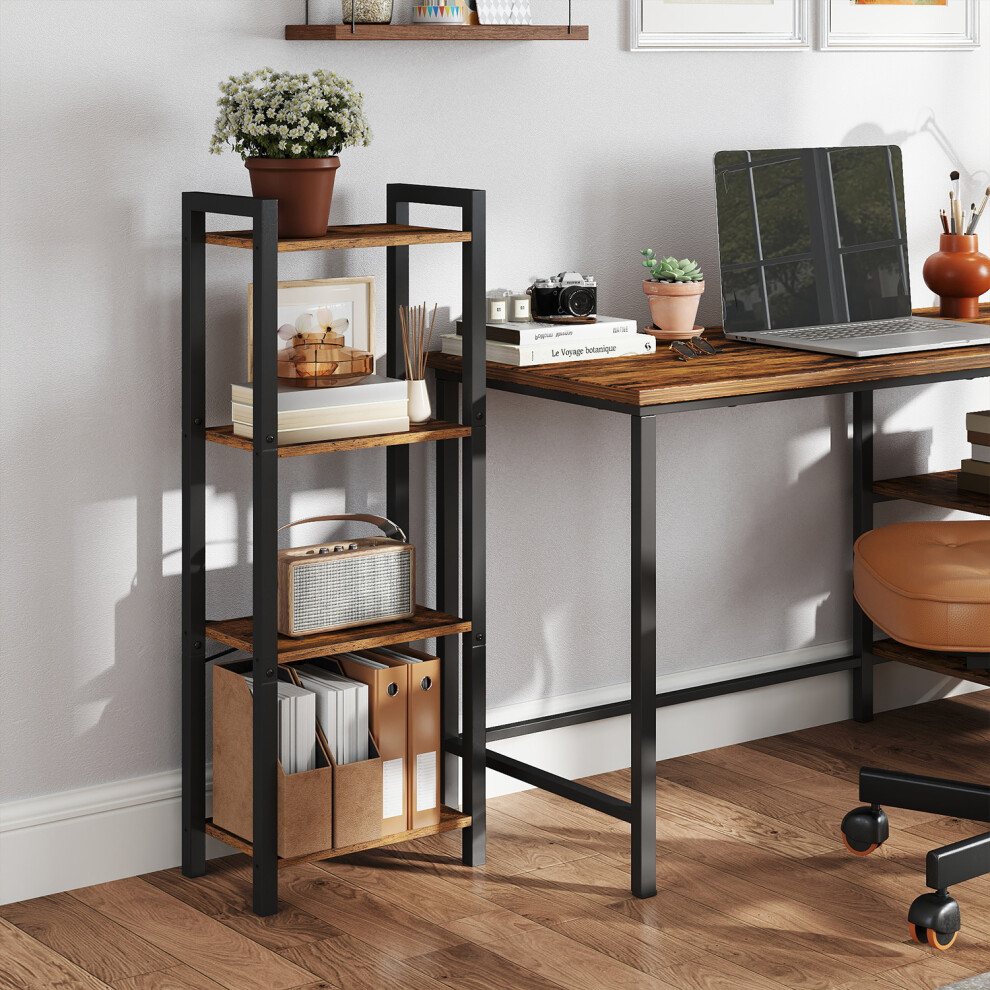 Vasagle 4-Tier Bookshelf, Bookcase, Shelving Unit，24 X 40 X 107 Cm, Industrial