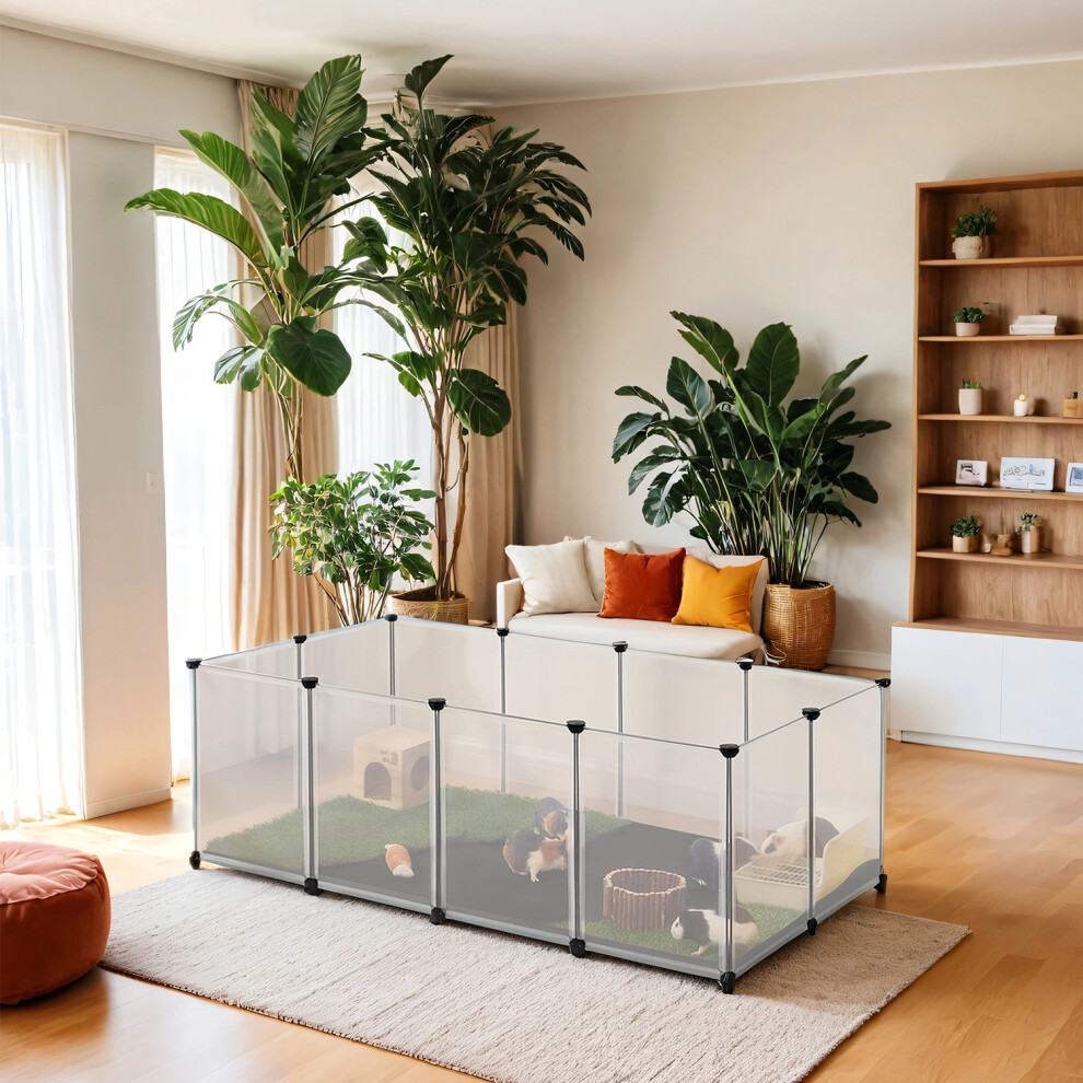 Songmics Pet Playpen With Floor, Removable Oxford Fabric Mat, Small Animal Enclosure, Diy Plastic Cage