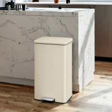 Kitchen Bin, 10.5 Gallon (40L) Rubbish Bin, Large Step Bin with Lid, Steel, Soft Close, 15 Liner Bags Included