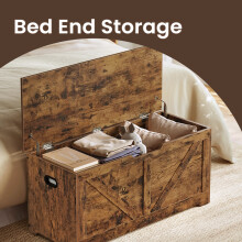 Storage Chest, Storage Trunk with 2 Safety Hinges, Storage Bench, Shoe Bench, Farmhouse Style, for Entryway, Bedroom, Living Room