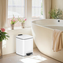 Bathroom Bin, 6L Small Bin, Pedal Toilet Bin for Small Spaces, Soft-Close Lid, Steel