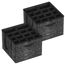 Set of 2 Shoe Organisers for Closet, Fits 16 Pairs Each, Shoe Storage Bins, Fabric Containers with Handles and Clear Cover, for Bedroom, Entryway