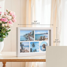 A4 Picture Frame with 3 Mats, Shadow Box with 4 Wood Push Pins, Deep Multi Photo Frame, Collage Frame, A4, 4x6, or 4x4 Photos