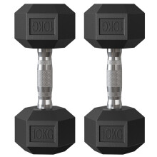 Dumbbell Set, Pair of Hexagonal Dumbbells, Total 20 kg, Workout, Fitness Training, Weightlifting at Home, Gym