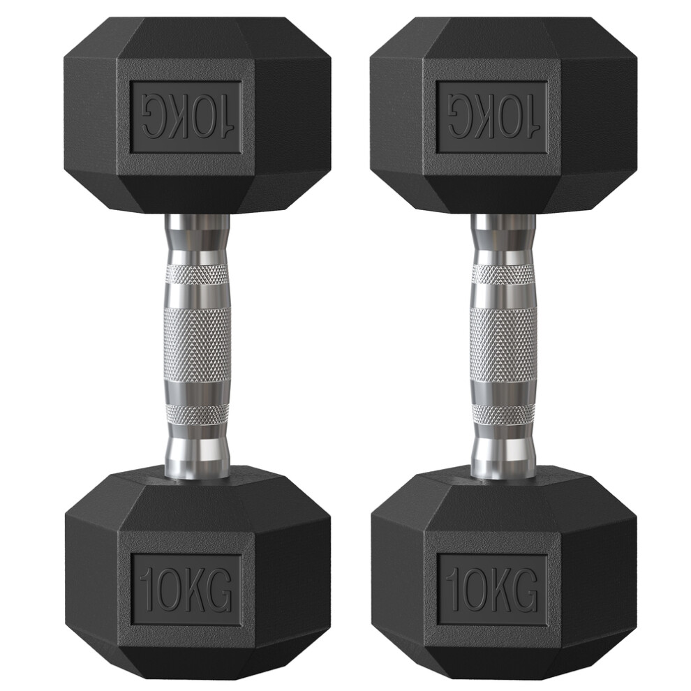 Songmics Dumbbell Set, Pair Of Hexagonal Dumbbells, Total 20 Kg, Workout, Fitness Training, Weightlifting At Home, Gym