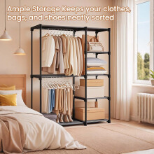 Freestanding Wardrobe, Foldable Closet, Coat Rack, Clothes Rack, Open Storage Wardrobe, 43 x 112 x 165 cm