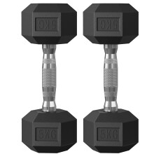 Dumbbell Set, Pair of Hexagonal Dumbbells, Total 10 kg, Workout, Fitness Training, Weightlifting at Home, Gym