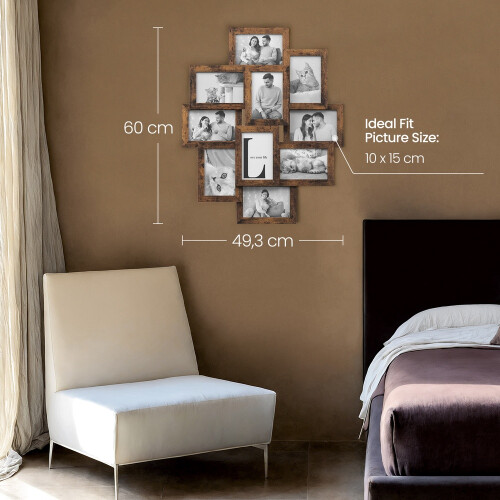 Songmics Collage Picture Frames, 10 Frames for 4x6 Photos, Collage Photo Frames for Wall, Multi Frames, Wall Decor 2
