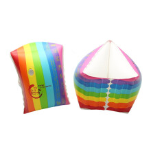 2PC Inflatable Unisex Adult Rainbow Triangular Shape Swimming Arm Bands Swim Training Aid Beginner Arm Bands Color-2