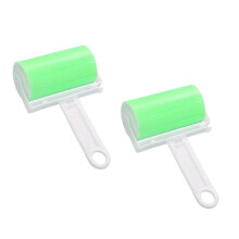 (Green/Green) Washable Lint Roller Twin Pack - Super Sticky for Fluff, Pet Hair & Dust - Blue & Pink