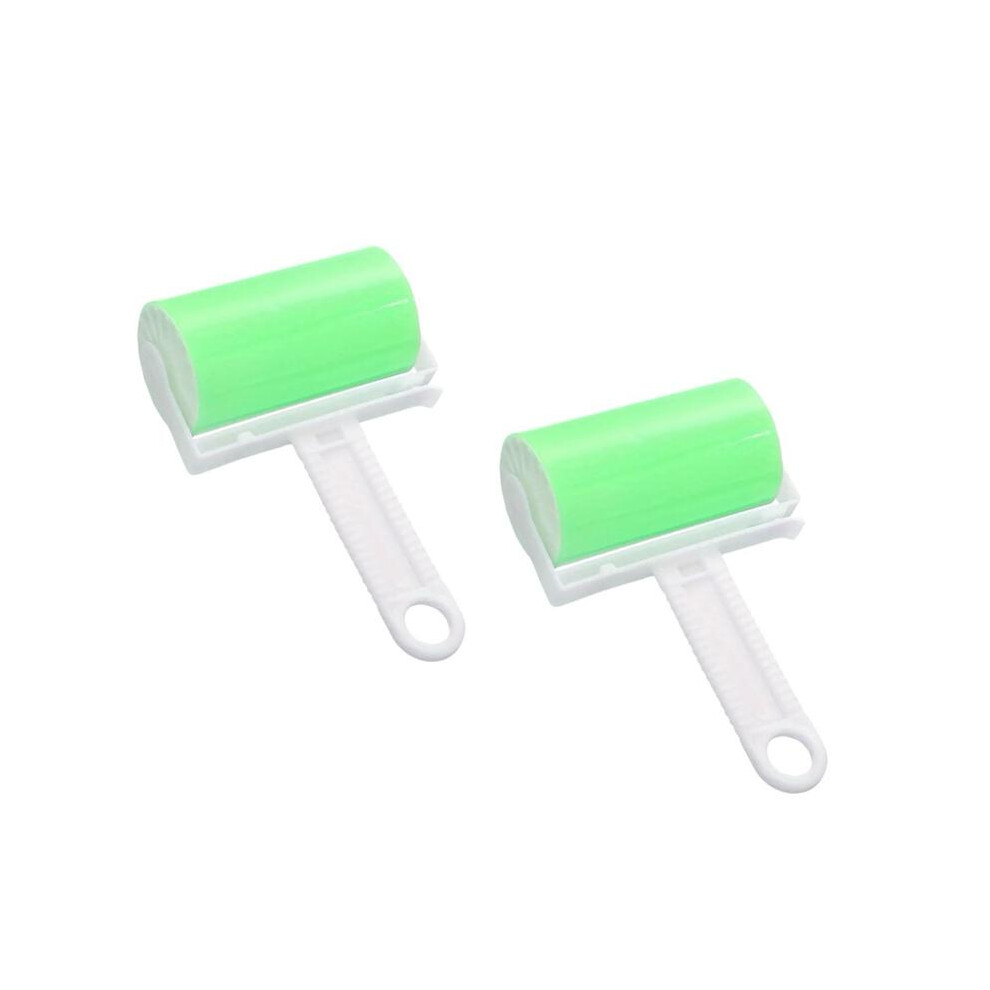 (Green/Green) Washable Lint Roller Twin Pack - Super Sticky For Fluff, Pet Hair & Dust - Blue & Pink 7392821061746