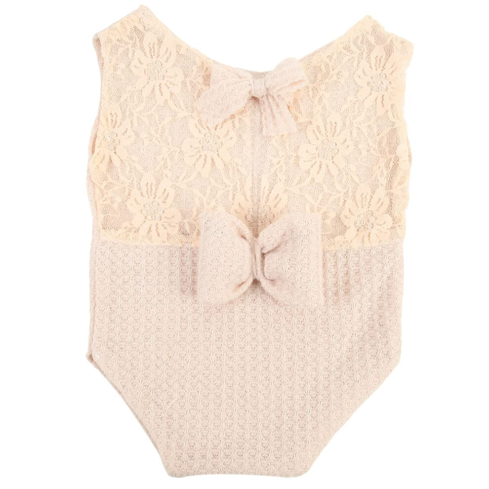 Newborn Photography Props Sleeveless Romper With Bow Newborn Size Soft Cotton For Photoshoots 9393856678563